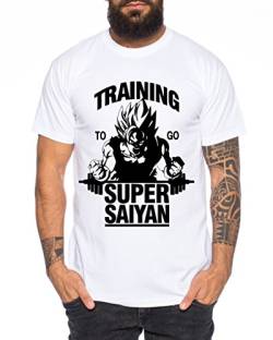 Goku Super Saiyan Herren T-Shirt One Goku Dragon Master Son Ball Vegeta Turtle Roshi Piece Golds Db, Farbe:Weiss;Größe:L von WhyKiki