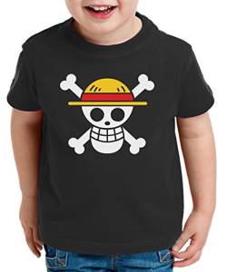 Logo Pirat Kinder T-Shirt Ruffy Zoro One Nami Lysop Piece Portgas D., Farbe:Schwarz;Kinder T-Shirt Größe:134/146 von WhyKiki