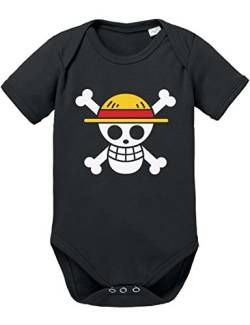 Ruffy Straw Hat Logo Baby Strampler Body Luffy Ruffy One Monkey Anime Piece Zoro, Farbe:Schwarz;Größe:56 von WhyKiki