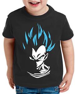 Super Vegeta Kinder T-Shirt Goku Dragon Master Ball Vegeta Turtle Roshi Db, Farbe:Schwarz/Blau;Kinder T-Shirt Größe:110/116 von WhyKiki