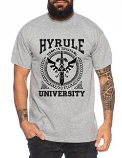 University of Hyrule Herren T-Shirt link Wappen Gamer SNES Ocarina, Farbe:Dunkelgrau Meliert;Größe:XL von WhyKiki