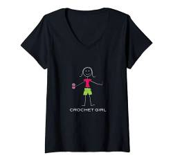 Damen Lustige Frauen häkeln, Mädchen häkeln Geschenke T-Shirt mit V-Ausschnitt von Whyitsme Design