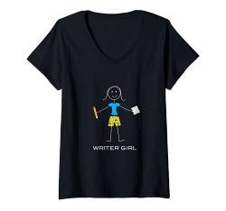 Damen Lustige Schriftstellerinnen, Journalistin, Autorin Geschenke T-Shirt mit V-Ausschnitt von Whyitsme Design