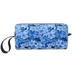 Blaue Blumen Make-up Tasche Tragbare Kosmetiktasche Reißverschluss Kleine Tasche Handtasche Reise Toilettenartikel Organizer Aufbewahrungstasche für Frauen, weiß, Einheitsgröße von WiNwon