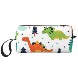 Bunte Dinosaurier-Druck-Make-up-Tasche, Kosmetiktasche, tragbare wasserdichte Aufbewahrungstasche, Reise-Kultur-Organizer-Tasche für Frauen, weiß, Einheitsgröße von WiNwon