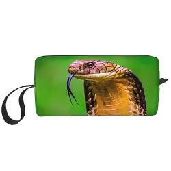 Cobra Snake Make-up-Tasche, tragbare Kosmetiktasche, Reißverschluss, kleine Tasche, Handtasche, Reise-Kulturbeutel, Organizer, Aufbewahrungstasche für Frauen, weiß, Einheitsgröße von WiNwon