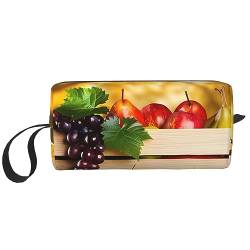 Fall Red Leaves and Fruits Print Makeup Bag Cosmetic Bag Portable Waterproof Storage Bag Travel Toiletry Organizer Bag for Women, weiß, Einheitsgröße von WiNwon