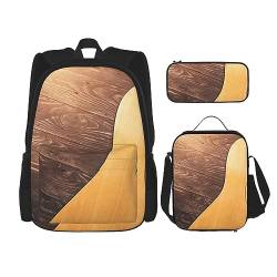 Gitarren-Rucksack aus Holz, 3-in-1, Kinder-Schultasche für Teenager, Mädchen, Damen, Laptop-Rucksack mit Lunch-Tasche, Federmäppchen, Schwarz , Einheitsgröße von WiNwon