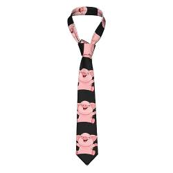 Herren-Krawatte, klassische Neuheit, rosa Schweine-Druck, dünne Krawatte für den täglichen Gebrauch, Hochzeit, Party, Business, Schwarz , Einheitsgröße von WiNwon