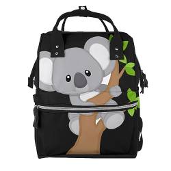 Hugging Tree Wickeltasche mit Koala-Motiv, Rucksack, Baby-Wickeltasche, Unisex, Reise-Rucksack für Mütter und Väter, Schwarz , One size von WiNwon