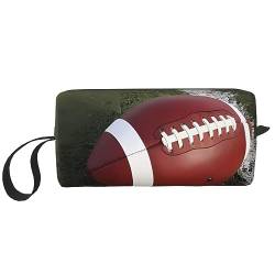 Kosmetiktasche mit American Football-Aufdruck, tragbar, wasserdicht, Aufbewahrungstasche, Reise-Kulturbeutel, Organizer-Tasche für Frauen, weiß, Einheitsgröße von WiNwon