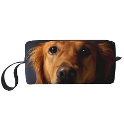 Kosmetiktasche mit Golden Retriever-Aufdruck, tragbar, wasserdicht, Aufbewahrungstasche, Reise-Kulturbeutel, Organizer-Tasche für Damen, weiß, Einheitsgröße von WiNwon