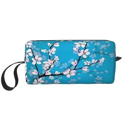 Kosmetiktasche mit Kirschblüten-Aufdruck, tragbar, wasserdicht, Aufbewahrungstasche, Reise-Kulturbeutel, Organizer-Tasche für Damen, weiß, Einheitsgröße von WiNwon