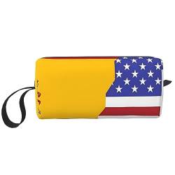 Kosmetiktasche mit amerikanischer Spanien-Flagge, tragbar, wasserdicht, Aufbewahrungstasche, Reise-Kulturbeutel, Organizer-Tasche für Damen, weiß, Einheitsgröße von WiNwon