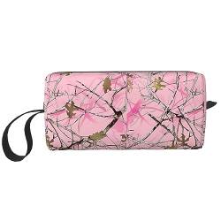 Kosmetiktasche mit pinken Blättern, Camouflage-Druck, tragbar, wasserdicht, Aufbewahrungstasche, Reise-Kulturbeutel, Organizer-Tasche für Damen, weiß, Einheitsgröße von WiNwon