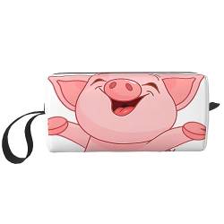 Kosmetiktasche mit rosa Schweine-Aufdruck, tragbar, wasserdicht, Aufbewahrungstasche, Reise-Kulturbeutel, Organizer-Tasche für Damen, weiß, Einheitsgröße von WiNwon
