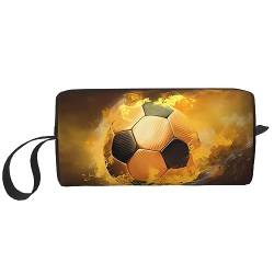 Make-up-Tasche mit Fußball-Aufdruck, Kosmetiktasche, tragbar, wasserdicht, Aufbewahrungstasche, Reise-Kulturbeutel, Organizer-Tasche für Frauen, weiß, Einheitsgröße von WiNwon