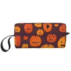 Make-up-Tasche mit Halloween-Kürbis-Druck, tragbar, wasserdicht, Aufbewahrungstasche, Reise-Kulturbeutel, Organizer-Tasche für Frauen, weiß, Einheitsgröße von WiNwon