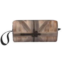 Make-up-Tasche mit Holztür-Druck, tragbar, wasserdicht, Aufbewahrungstasche, Reise-Kulturbeutel, Organizer für Damen, weiß, Einheitsgröße von WiNwon