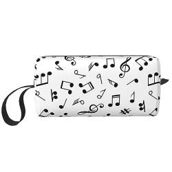 Make-up-Tasche mit Musik-Thema, tragbare Kosmetiktasche, Reißverschluss, kleine Tasche, Handtasche, Reise-Kulturbeutel, Organizer, Aufbewahrungstasche für Frauen, weiß, Einheitsgröße von WiNwon