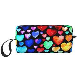 Make-up-Tasche mit Regenbogen-Herz-Aufdruck, tragbar, wasserdicht, Aufbewahrungstasche, Reise-Kulturbeutel, Organizer-Tasche für Damen, weiß, Einheitsgröße von WiNwon