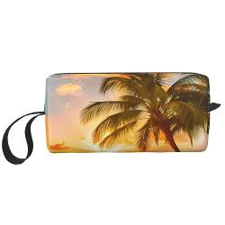 Make-up-Tasche mit Sonnenuntergang am Strand, tragbar, wasserdicht, Aufbewahrungstasche, Reise-Kulturbeutel, Organizer-Tasche für Damen, weiß, Einheitsgröße von WiNwon