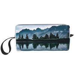 Make-up-Tasche mit natürlichem Landschaftsdruck, tragbar, wasserdicht, Aufbewahrungstasche, Reise-Kulturbeutel, Organizer-Tasche für Frauen, weiß, Einheitsgröße von WiNwon