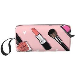 Moderne Mädchen Kosmetik Print Make-up Tasche Kosmetiktasche Tragbare Wasserdichte Aufbewahrungstasche Reise Toilettenartikel Organizer Tasche für Frauen, weiß, Einheitsgröße von WiNwon