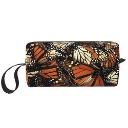 Monarch Schmetterlinge Print Make-up Tasche Kosmetiktasche Tragbare Wasserdichte Aufbewahrungstasche Reise Kulturbeutel Organizer Tasche für Frauen, weiß, Einheitsgröße von WiNwon