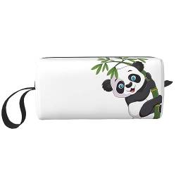 Naughty Panda Make-up-Tasche, tragbare Kosmetiktasche, Reißverschluss, kleine Tasche, Handtasche, Reise-Kulturbeutel, Organizer, Aufbewahrungstasche für Frauen, weiß, Einheitsgröße von WiNwon