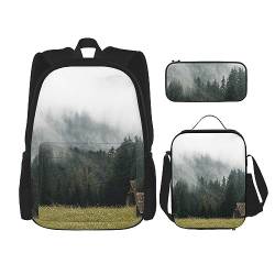 Old Barn Rucksack-Set, 3-in-1, Kinder-Schultasche für Teenager, Mädchen, Damen, Laptop-Rucksack mit Lunch-Tasche, Federmäppchen, Schwarz , Einheitsgröße von WiNwon