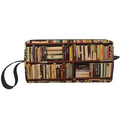 Ordentliches Bücherregal-Druck-Make-up-Tasche, Kosmetiktasche, tragbare wasserdichte Aufbewahrungstasche, Reise-Kultur-Organizer-Tasche für Frauen, weiß, Einheitsgröße von WiNwon