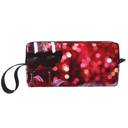 Roses and Glasses of Red Wine Makeup Bag Portable Cosmetic Bag Zipper Small Pouch Handbag Travel Toiletry Organizer Storage Bag for Women, weiß, Einheitsgröße von WiNwon