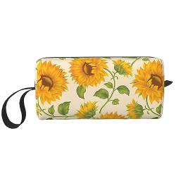 Schöne Sonnenblumen-Druck-Make-up-Tasche, Kosmetiktasche, tragbare wasserdichte Aufbewahrungstasche, Reise-Kultur-Organizer-Tasche für Frauen, weiß, Einheitsgröße von WiNwon