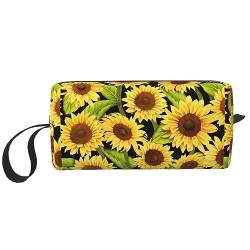 Sunflower Make-up-Tasche, tragbare Kosmetiktasche, Reißverschluss, kleine Tasche, Handtasche, Reise-Kulturbeutel, Organizer, Aufbewahrungstasche für Damen, weiß, Einheitsgröße von WiNwon