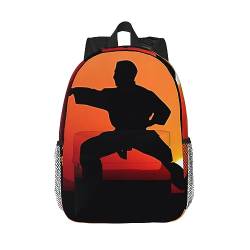 WiNwon Karate Rucksack Herren Schultaschen für Frauen Laptop Rucksack 15 Zoll Reiserucksack Leichte Büchertasche für Studenten, Schwarz , One size von WiNwon