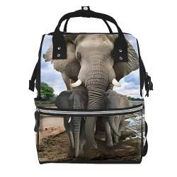 Wickeltasche mit Elefanten-Motiv, Unisex, für Mütter und Väter, Schwarz , One size von WiNwon
