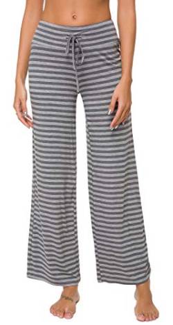 WiWi Damen-Pyjamahose aus Bambus mit weitem Bein, dehnbar, legere Hose, Übergröße, Nachtwäsche S-4X - Grau - Mittel von WiWi