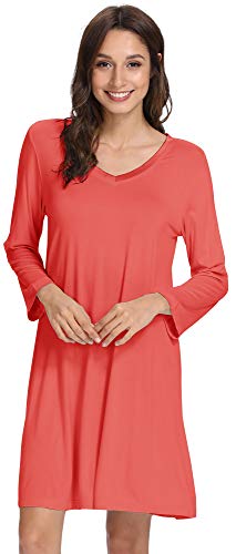 WiWi Langarm-Nachthemd für Damen, Schlafshirt, S-4XL - Orange - X-Large 16/18 US von WiWi