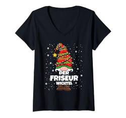 Friseur Wichtel Weihnachten Wichtel Frisör Damen Herren T-Shirt mit V-Ausschnitt von Wichtel Weihnachten im Gnom Outfit für Familie