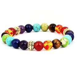 Widamin 7 Chakra Armband echte steine, 8mm Heilsteine Armband für Damen Naturstein Heilsteine Armband Yoga Energiesteinen Armband von Widamin