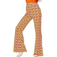 Widdmann Kostüm 70er Damenhose Swing, Für Schlager- und Mottopartys: bunte Schlaghose für Frauen im Stil d von Widdmann