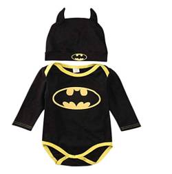 Strampler Set Junge, 2019 Baby Jungen Kurzarm Batman Strampler Hut Schuhe und Socken dreiteilige Kleidung Set, Lange Ärmel, 0-6 Monate (Herstellergröße: 70) von Wide.ling
