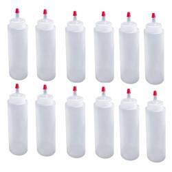 Widybord 12er-Pack 16 Unzen Kunststoff-Kondimentflaschen mit Rotem Spitzenverschluss. Spritzflaschen für Ketchup, BBQ, Saucen, Kunsthandwerk. von Widybord