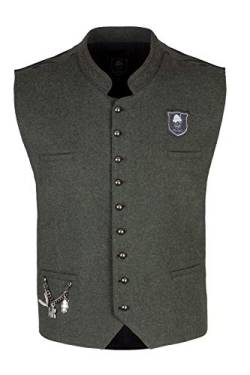 Wiesnrocker, moderne Trachtenweste für Herren in Khaki/Camouflage, Gilet mit Charivari, Größe S bis XXXL (L, Khaki/Camo) von Wiesnrocker