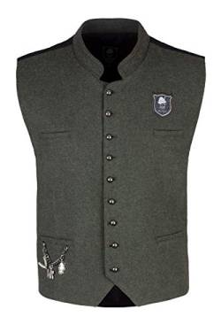 Wiesnrocker, moderne Trachtenweste für Herren in Khaki/Schwarz, Gilet mit Charivari, Größe S bis XXXL (XXL, Khaki/Schwarz) von Wiesnrocker