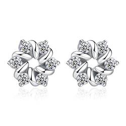 Wiftly Damen Mädchen Ohrringe Silber 925 mit Zirkonia Glitzer Glückliche Blume Süß Ohrstecker Einfache Frauen Tochter Studs Ohrschmuck von Wiftly