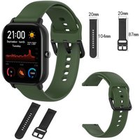 Wigento Smartwatch-Armband Für Amazfit GTS4 Mini Uhr Kunststoff / Silikon Armband Größe L Männer Ersatz Arm Band Army Grün von Wigento