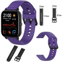 Wigento Smartwatch-Armband Für Amazfit GTS4 Mini Uhr Kunststoff / Silikon Armband Größe L Männer Ersatz Arm Band Lila von Wigento