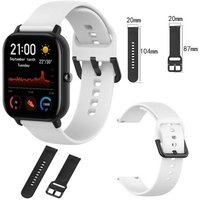 Wigento Smartwatch-Armband Für Amazfit GTS4 Mini Uhr Kunststoff / Silikon Armband Größe L Männer Ersatz Arm Band Weiß von Wigento